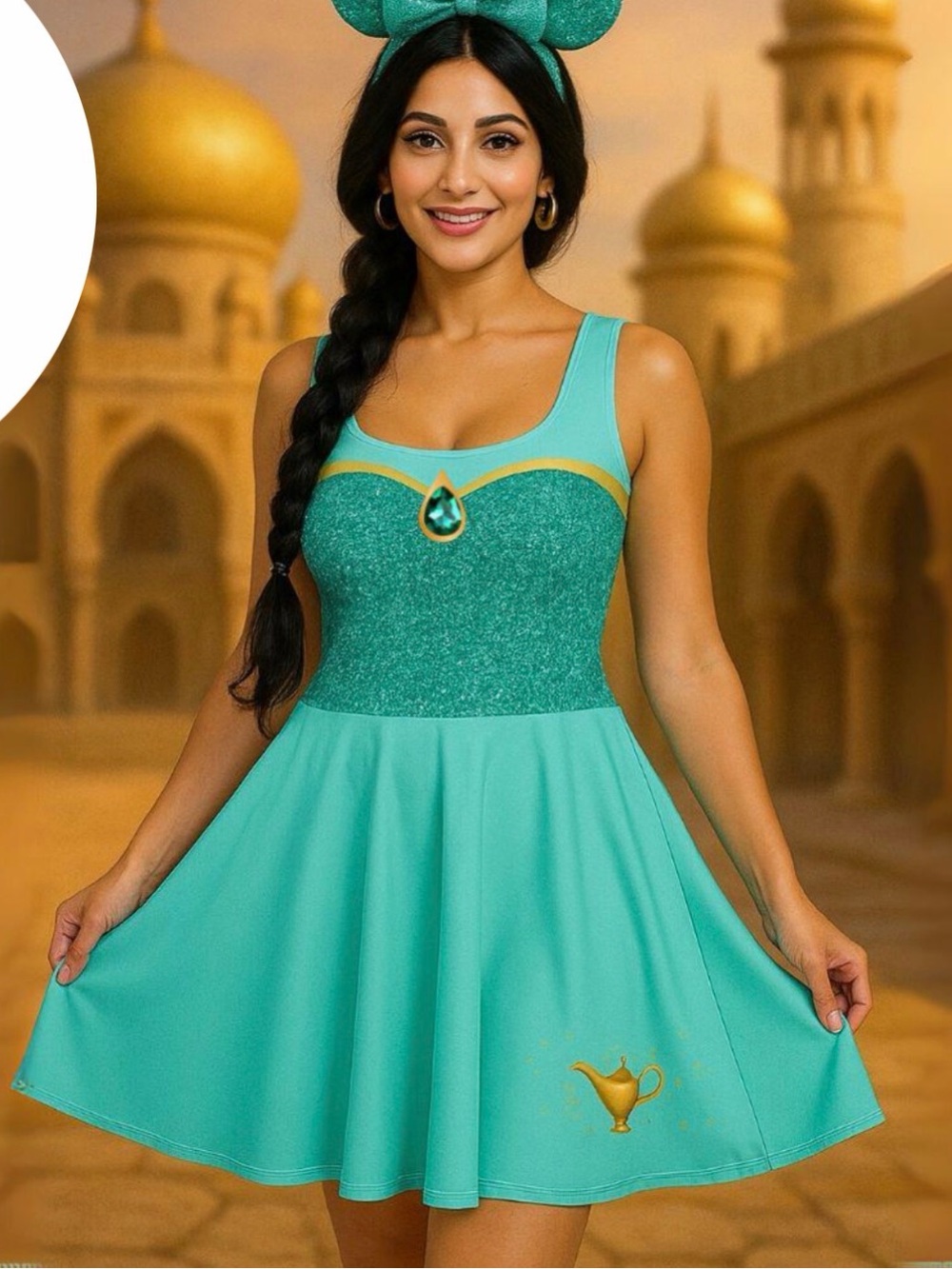 Jasmine-Inspired Teal Princess Dress